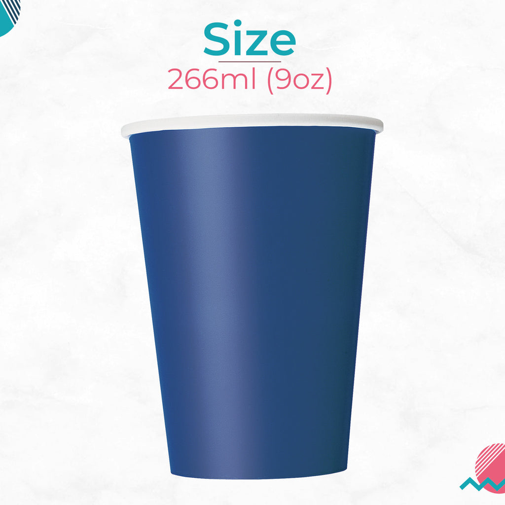Navy Blue 9oz Paper Cups (Pack of 14)