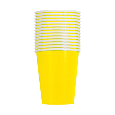 Neon Yellow 9oz Paper Cups (Pack of 14)