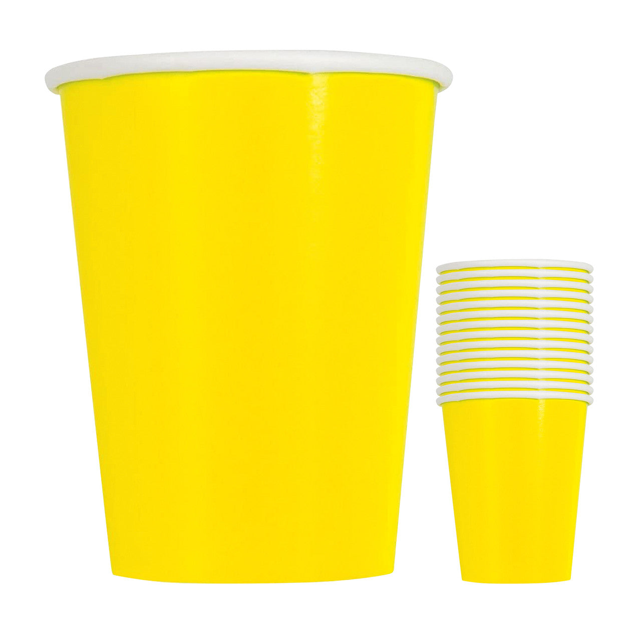 Neon Yellow 9oz Paper Cups (Pack of 14)