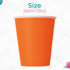 Pumpkin Orange 9oz Paper Cups (Pack of 14)