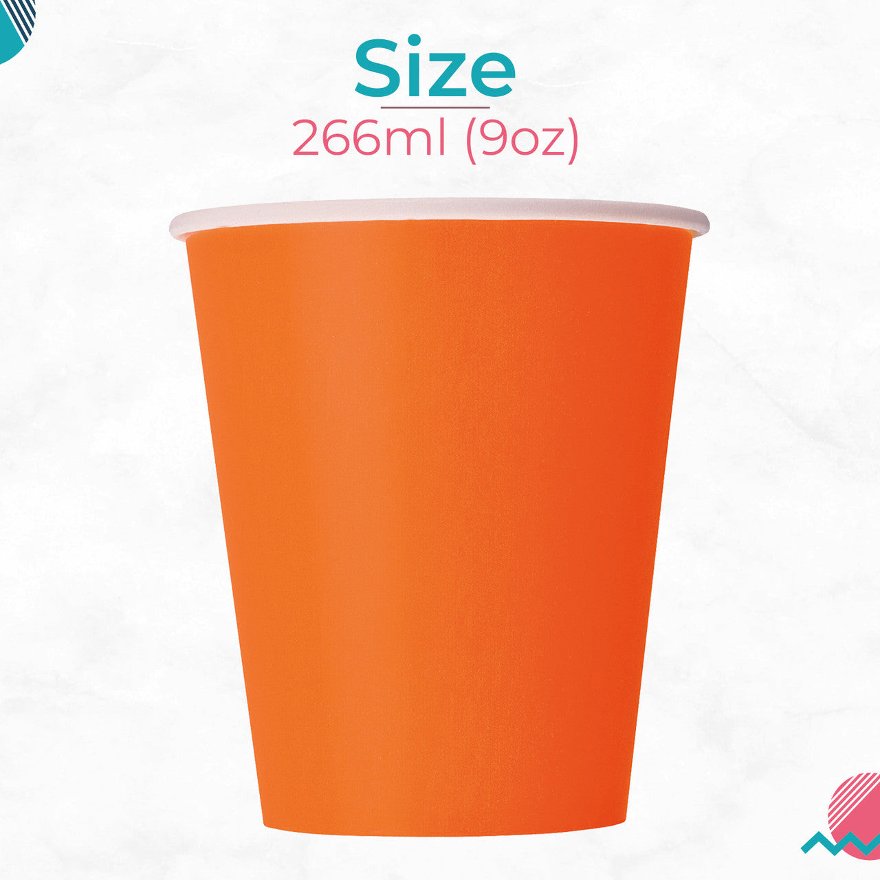 Pumpkin Orange 9oz Paper Cups (Pack of 14)