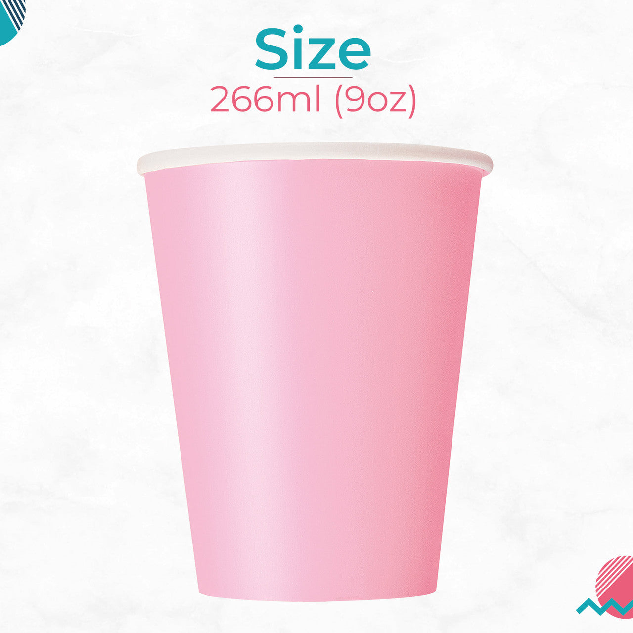 Lovely Pink 9oz Paper Cups (Pack of 14)