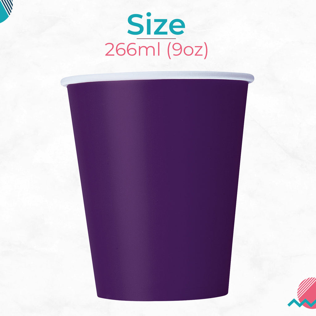 Deep Purple 9oz Paper Cups (Pack of 14)