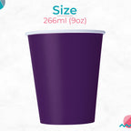 Deep Purple 9oz Paper Cups (Pack of 14)