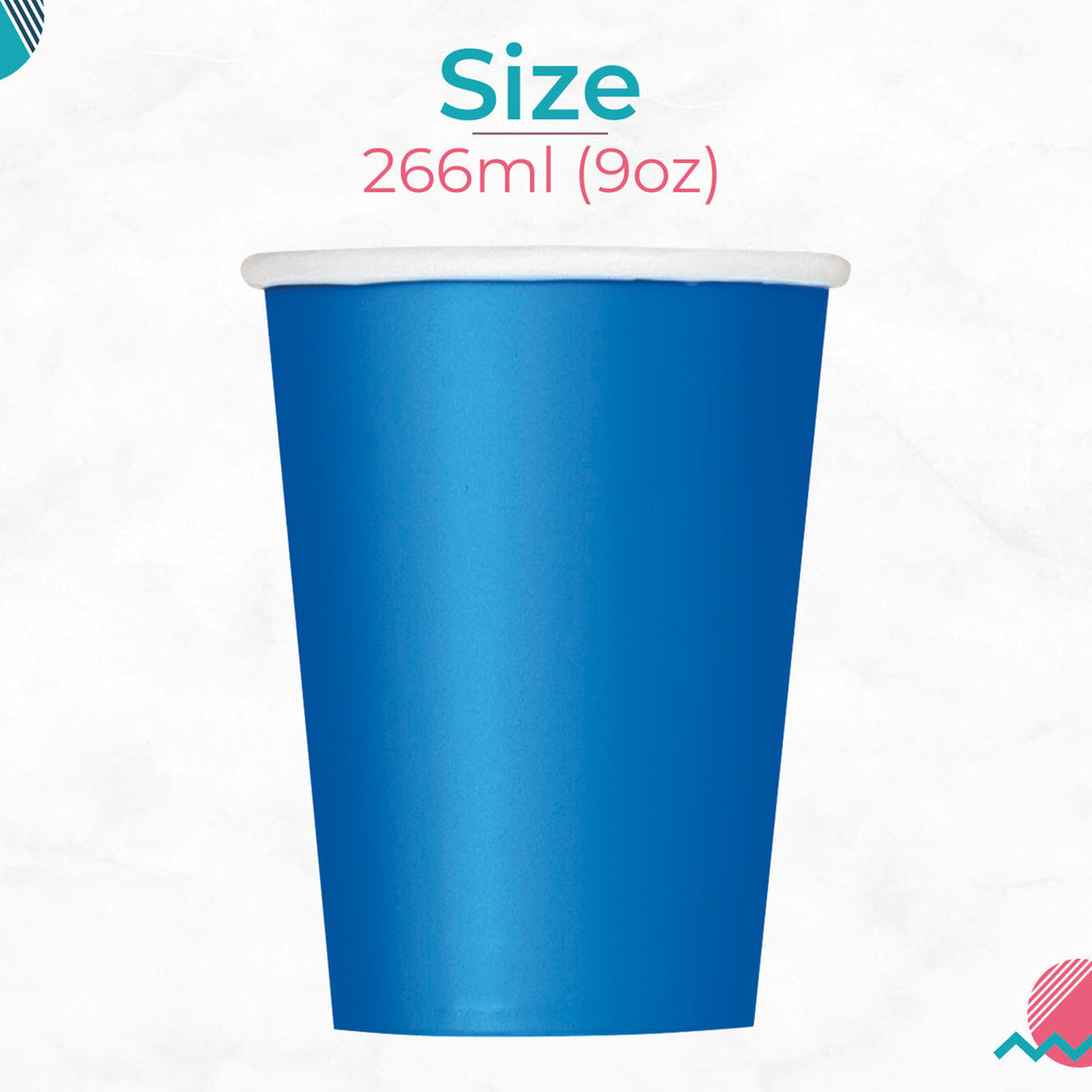 Royal Blue 9oz Paper Cups (Pack of 14)