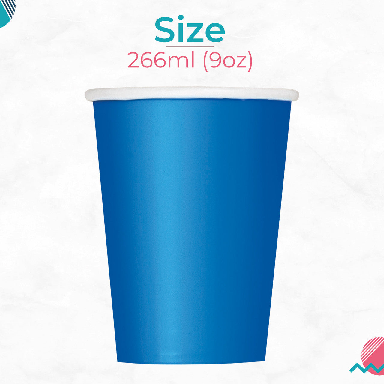 Royal Blue 9oz Paper Cups (Pack of 14)