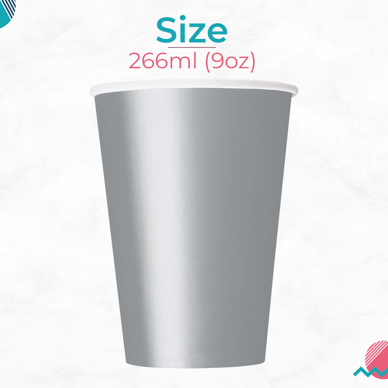 Silver 9oz Paper Cups (Pack of 14)