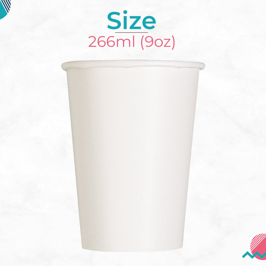 White 9oz Paper Cups (Pack of 14)