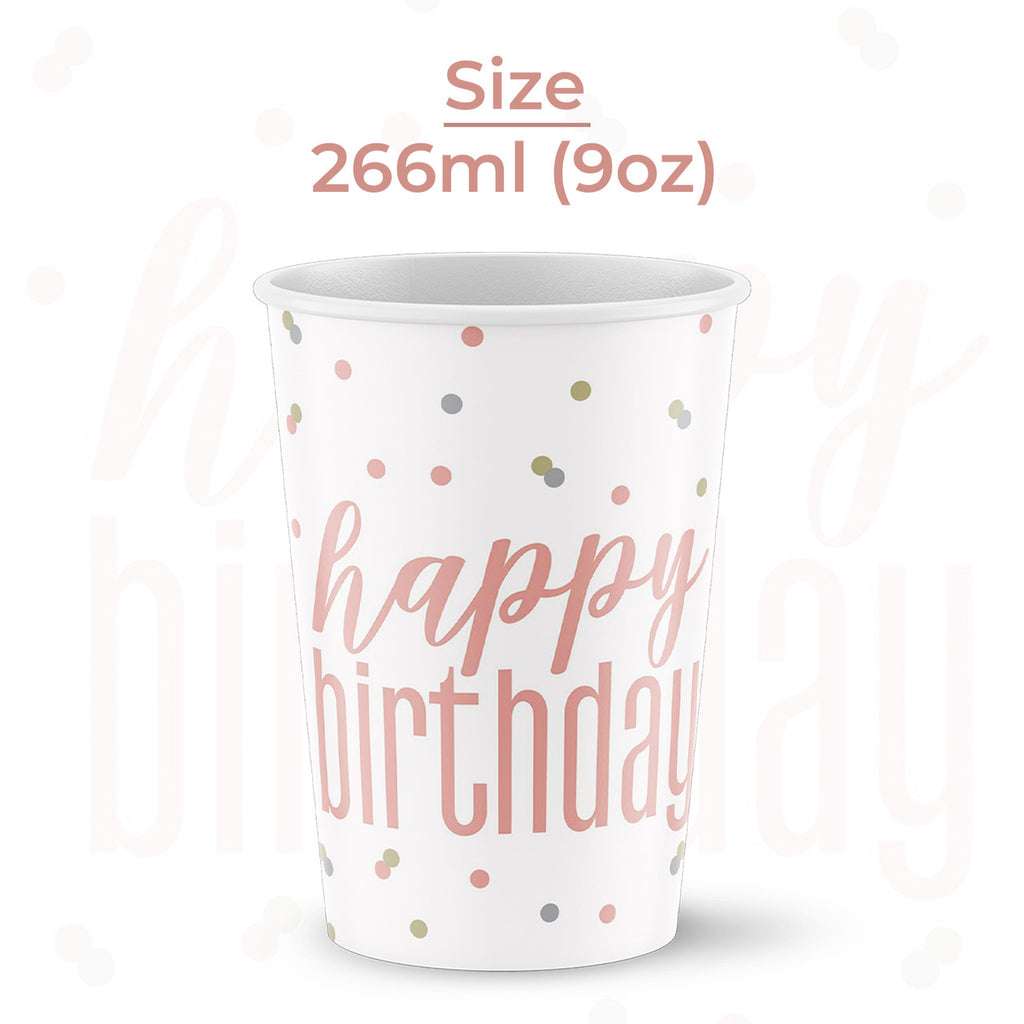 Rose Gold Glitz Paper Cups (Pack of 8)