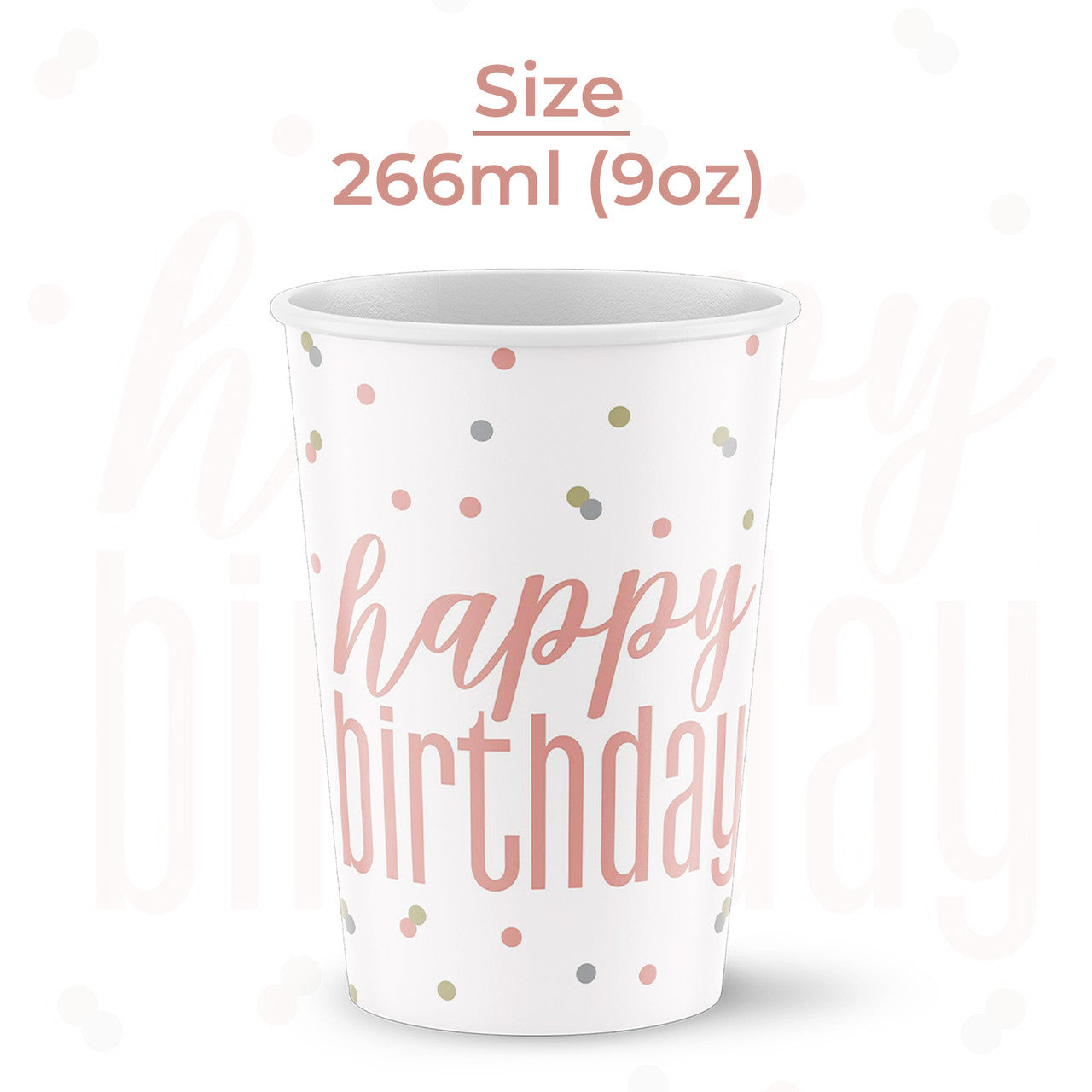 Rose Gold Glitz Paper Cups (Pack of 8)