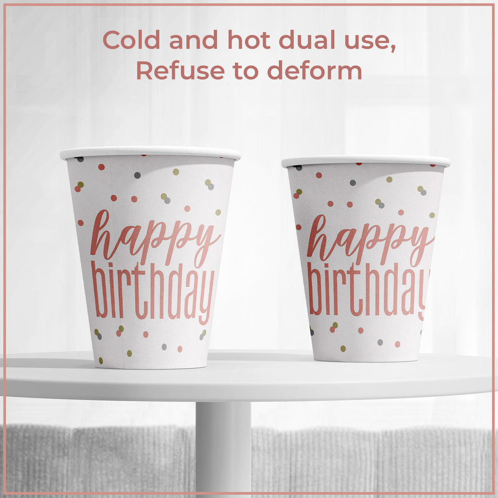Rose Gold Glitz Paper Cups (Pack of 8)
