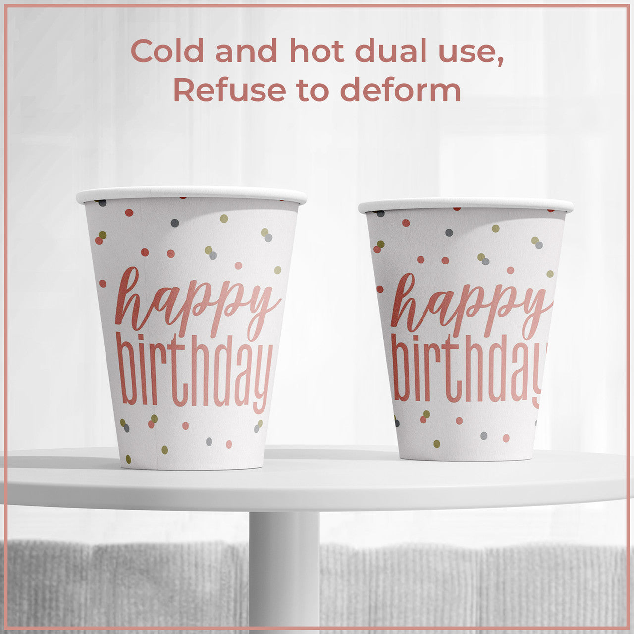 Rose Gold Glitz Paper Cups (Pack of 8)