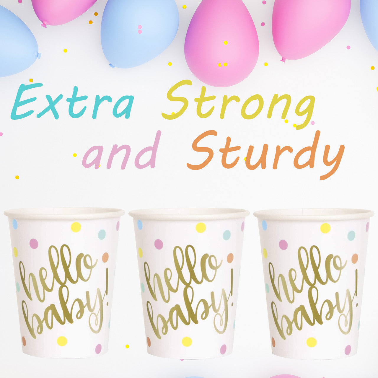 Hello Baby Party Tableware 9oz Cups (Pack of 8)