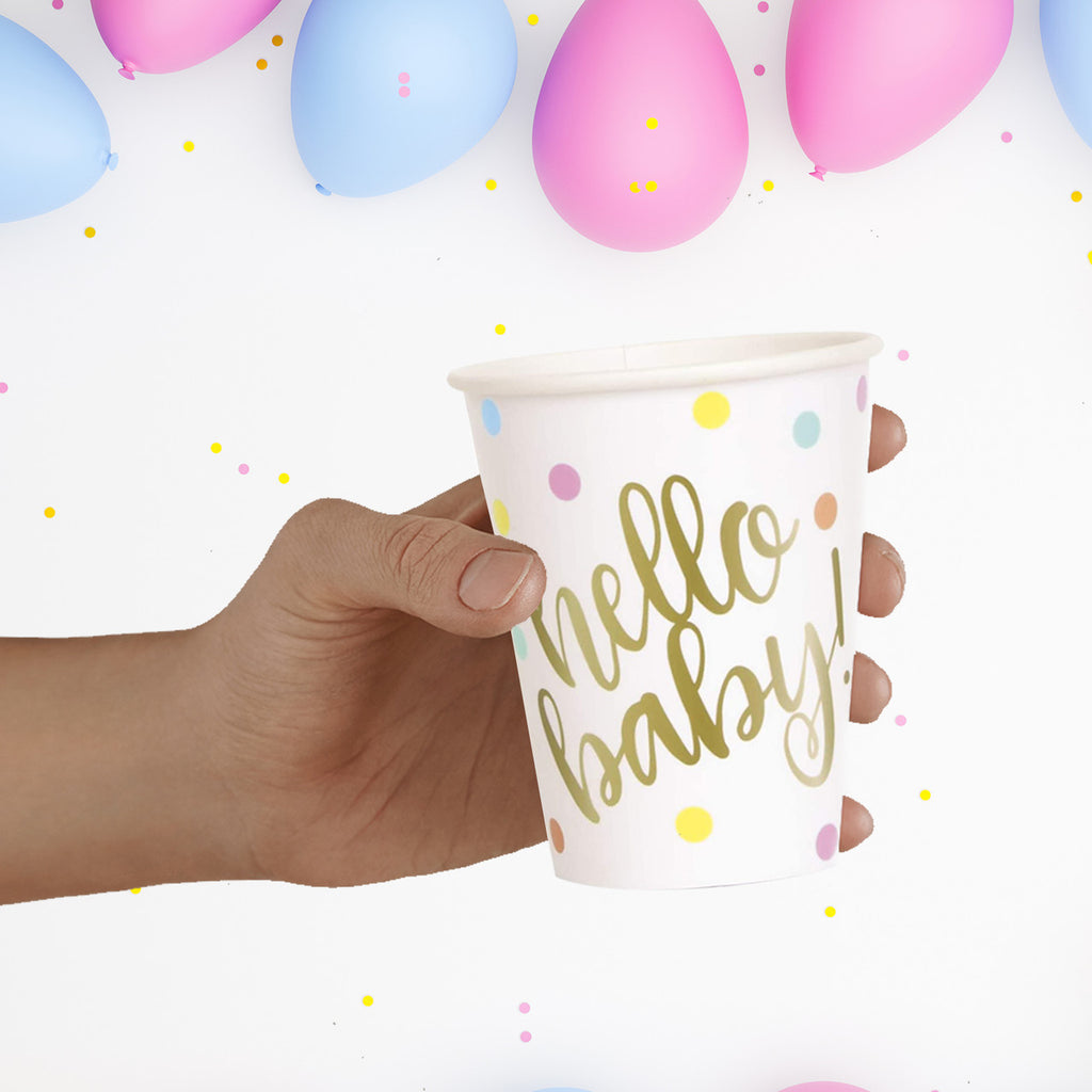 Hello Baby Party Tableware 9oz Cups (Pack of 8)