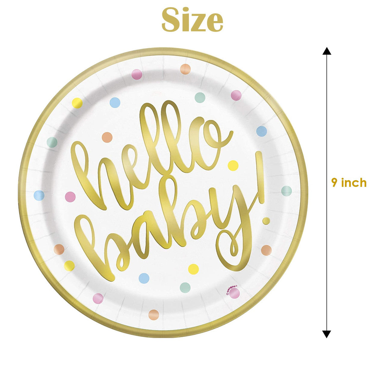 Hello Baby 9" Party Tableware Plates (Pack of 8)