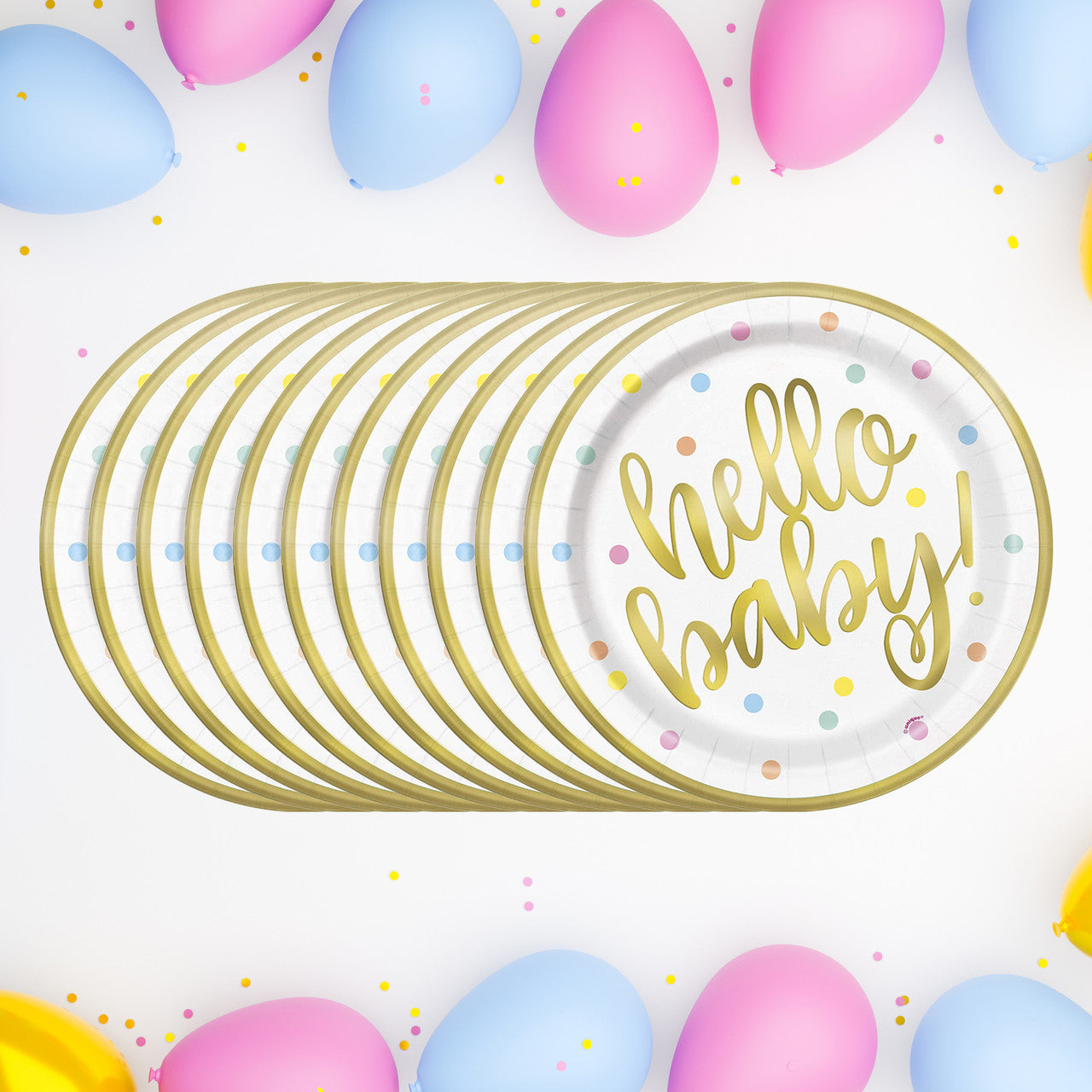 Hello Baby 9" Party Tableware Plates (Pack of 8)