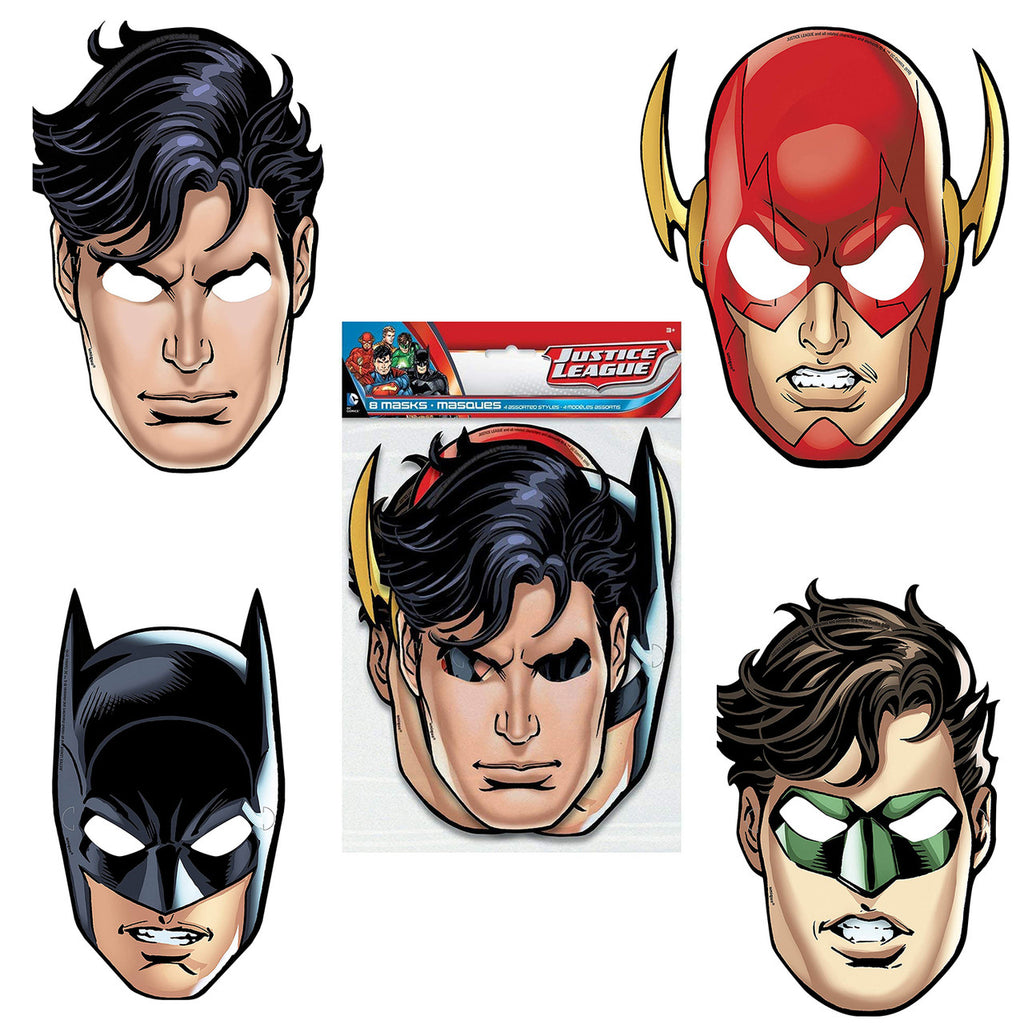 Justice League Party Masks (Pack of 8)