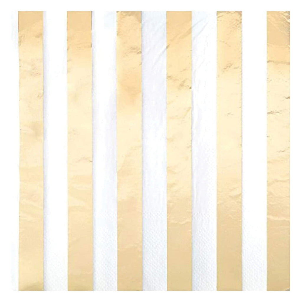 Gold Foil Striped Napkins (Pack of 16)