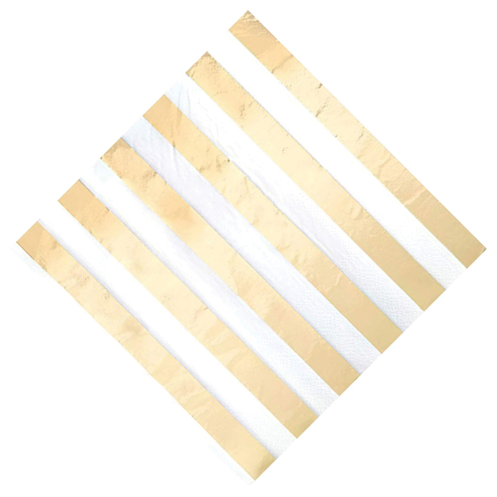 Gold Foil Striped Napkins (Pack of 16)