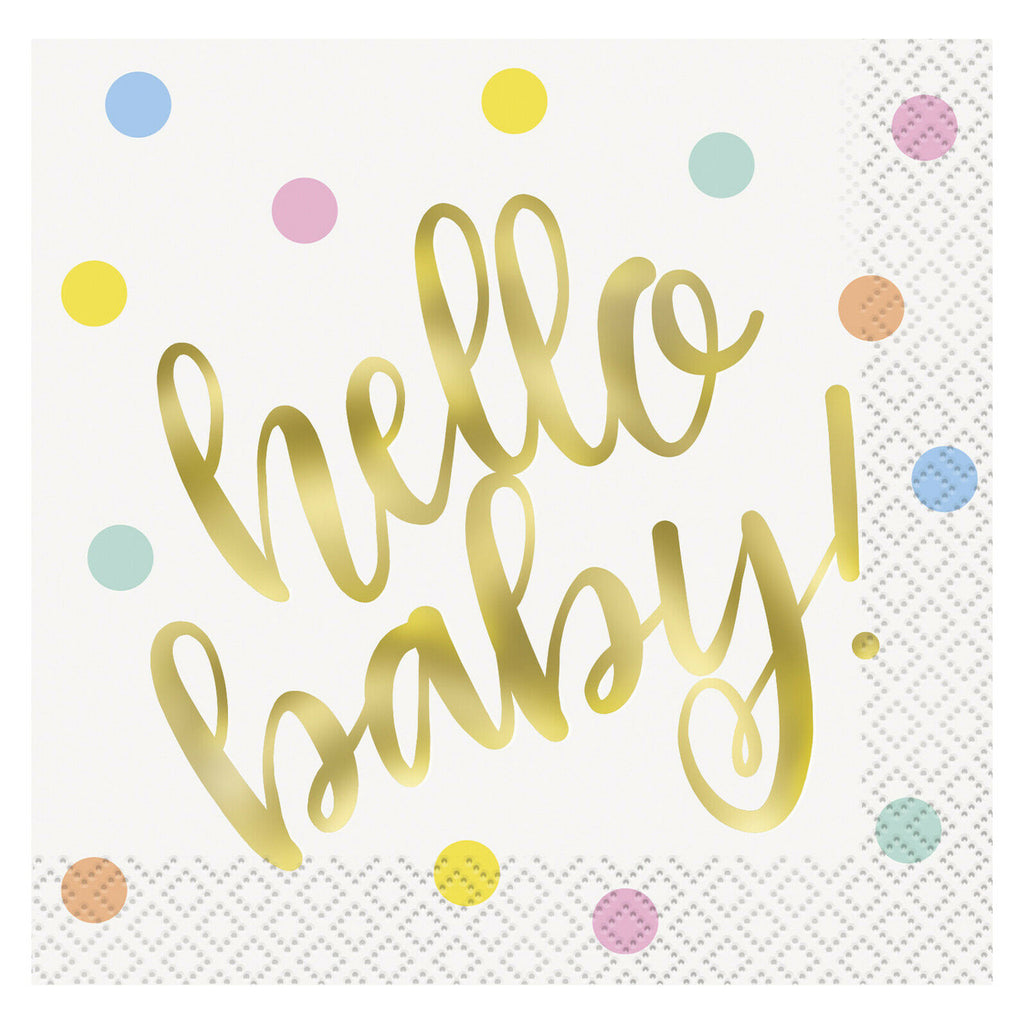 Hello Baby Party Tableware Napkins (Pack of 16)