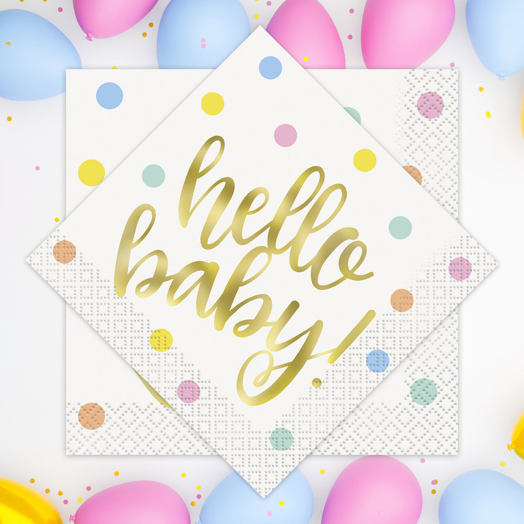 Hello Baby Party Tableware Napkins (Pack of 16)