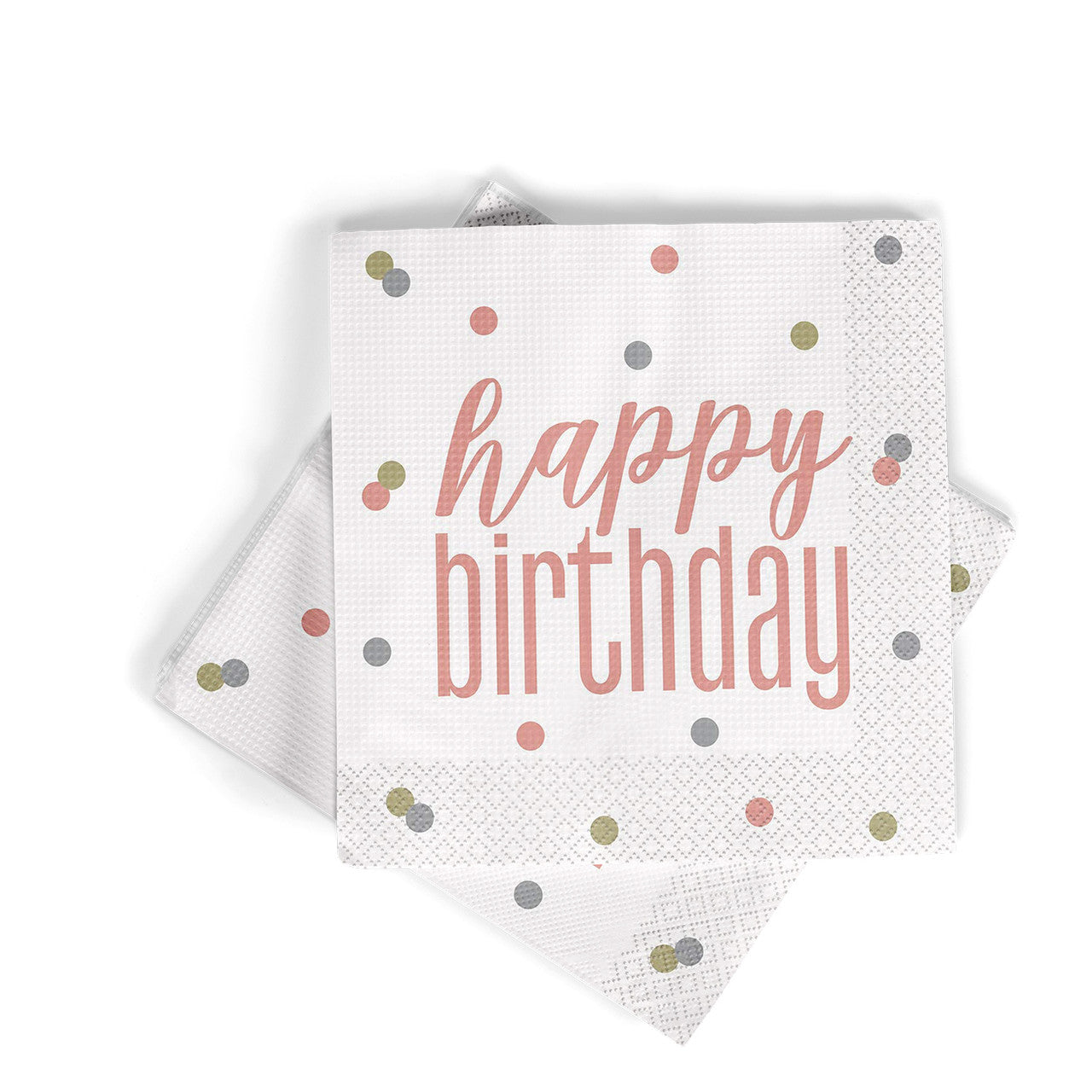 Happy Birthday Napkins (Pack of 16) - Rose Gold