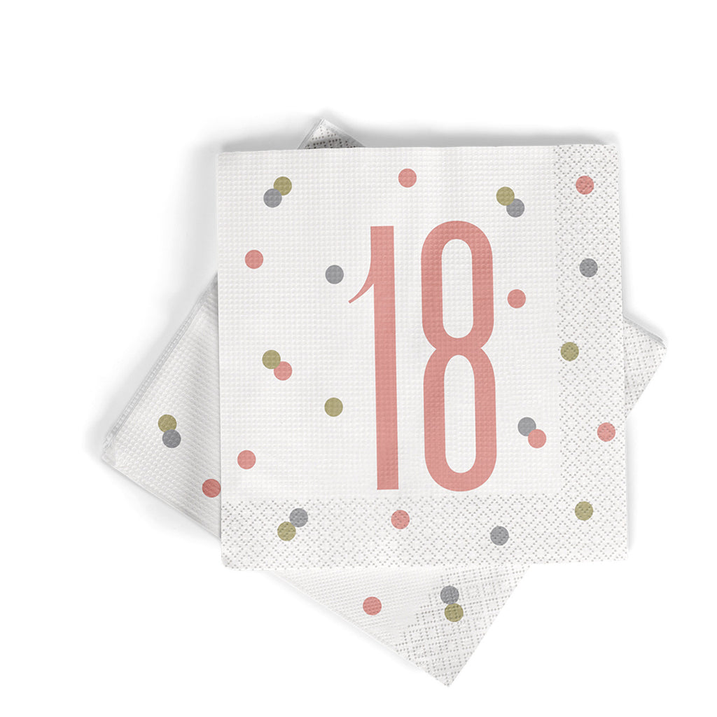 Birthday Napkins (Pack of 16) - Rose Gold Glitz