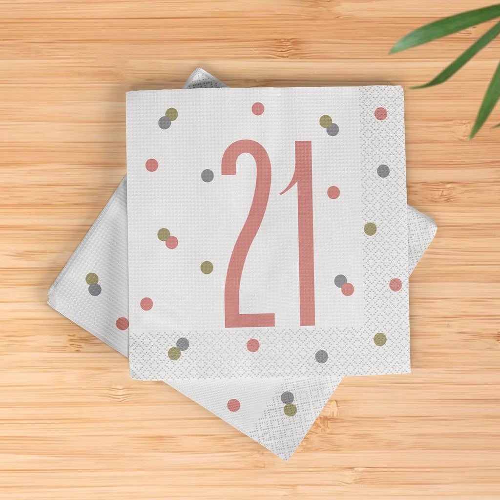 Birthday Napkins (Pack of 16) - Rose Gold Glitz