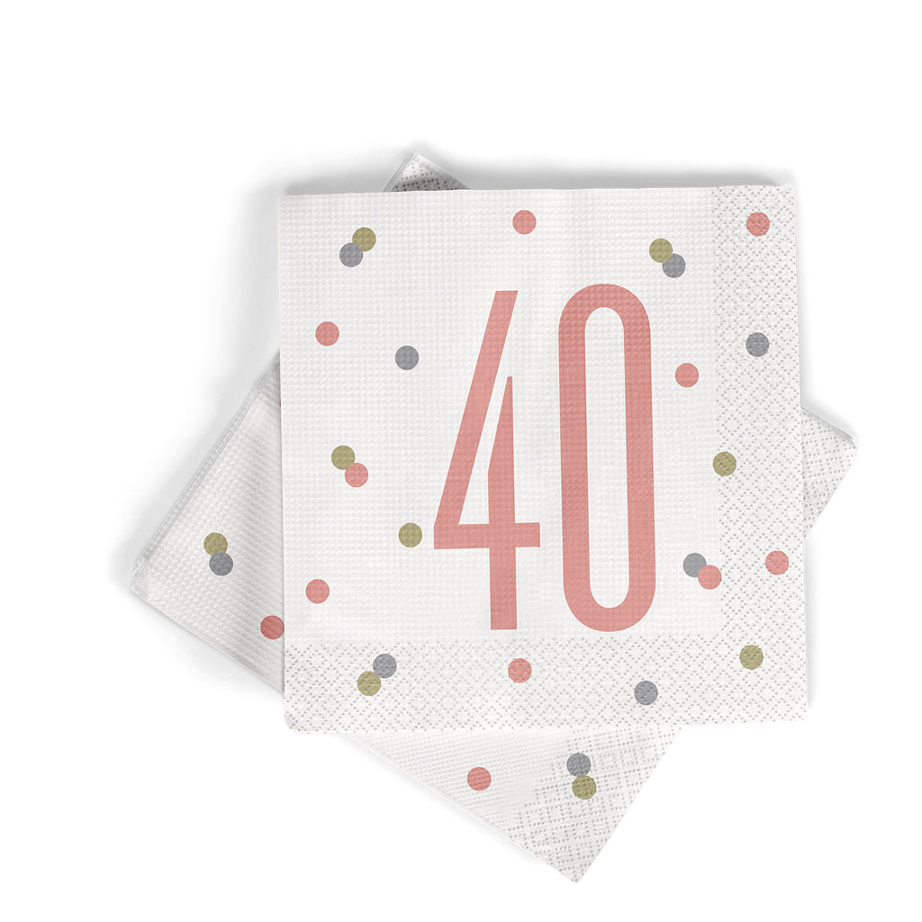 Birthday Napkins (Pack of 16) - Rose Gold Glitz