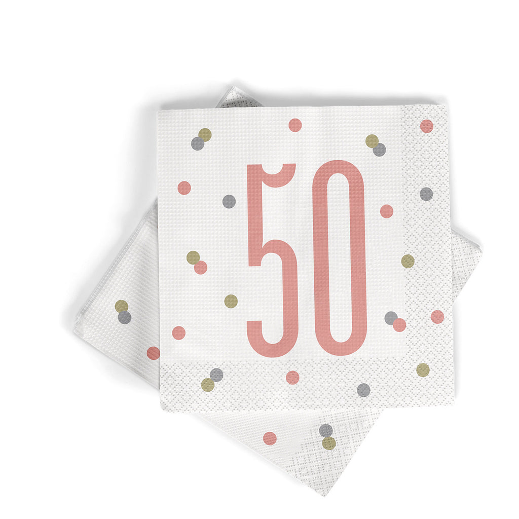 Birthday Napkins (Pack of 16) - Rose Gold Glitz