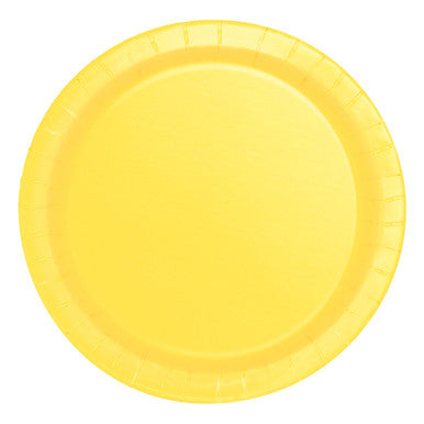 Neon Yellow Round Plates - Pack of 20