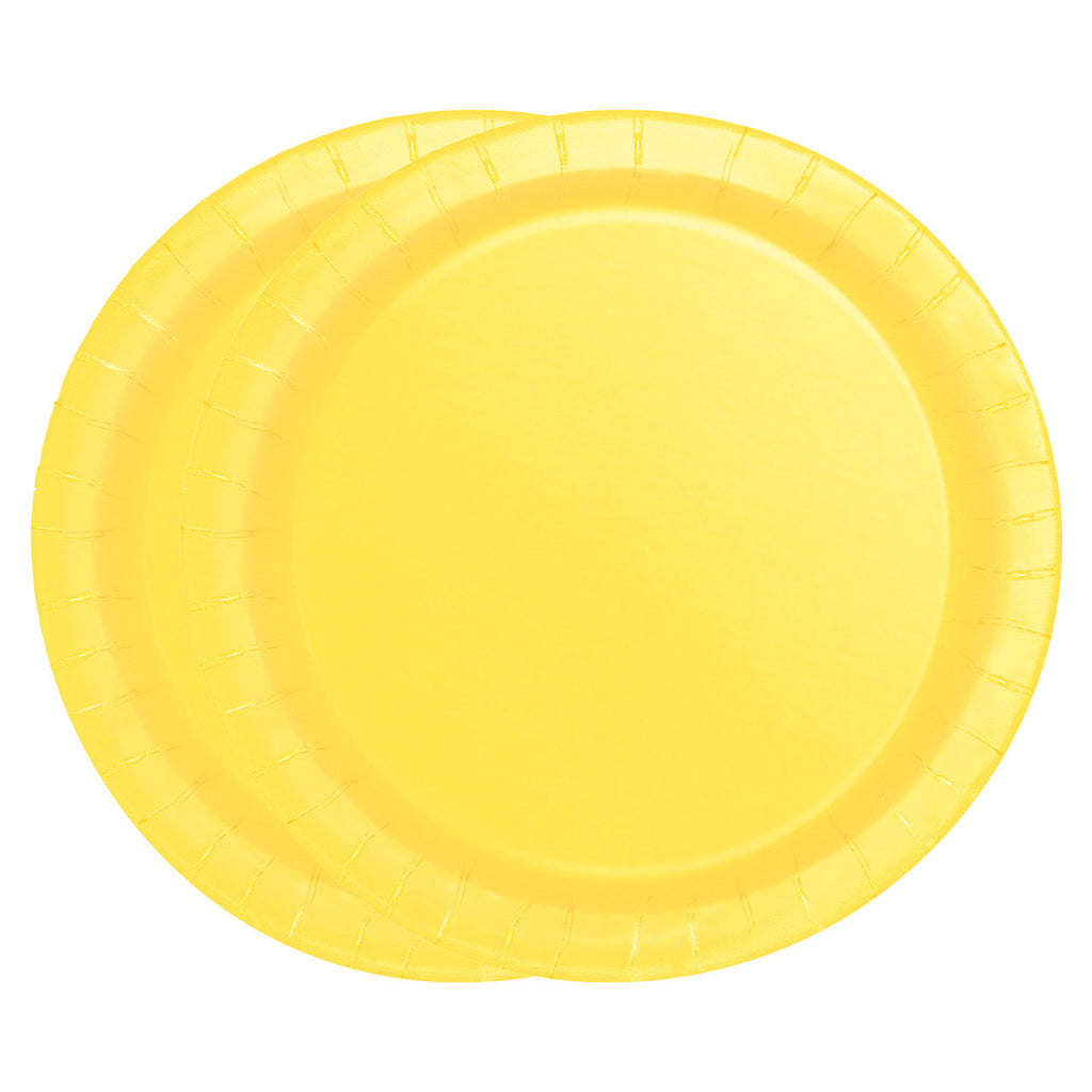 Neon Yellow Round Plates - Pack of 20