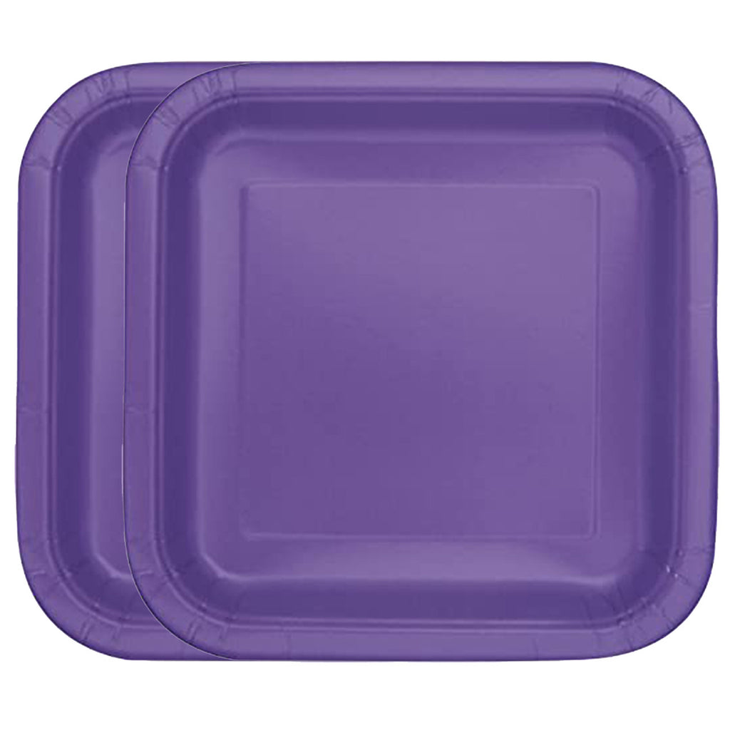 Neon Purple - Square 7" Dessert Plates (Pack of 16)