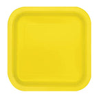 Neon Yellow - Square 7" Dessert Plates (Pack of 16)