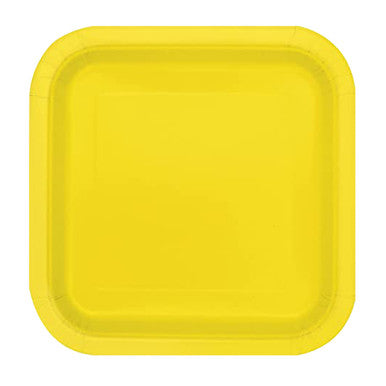Neon Yellow - Square 7" Dessert Plates (Pack of 16)