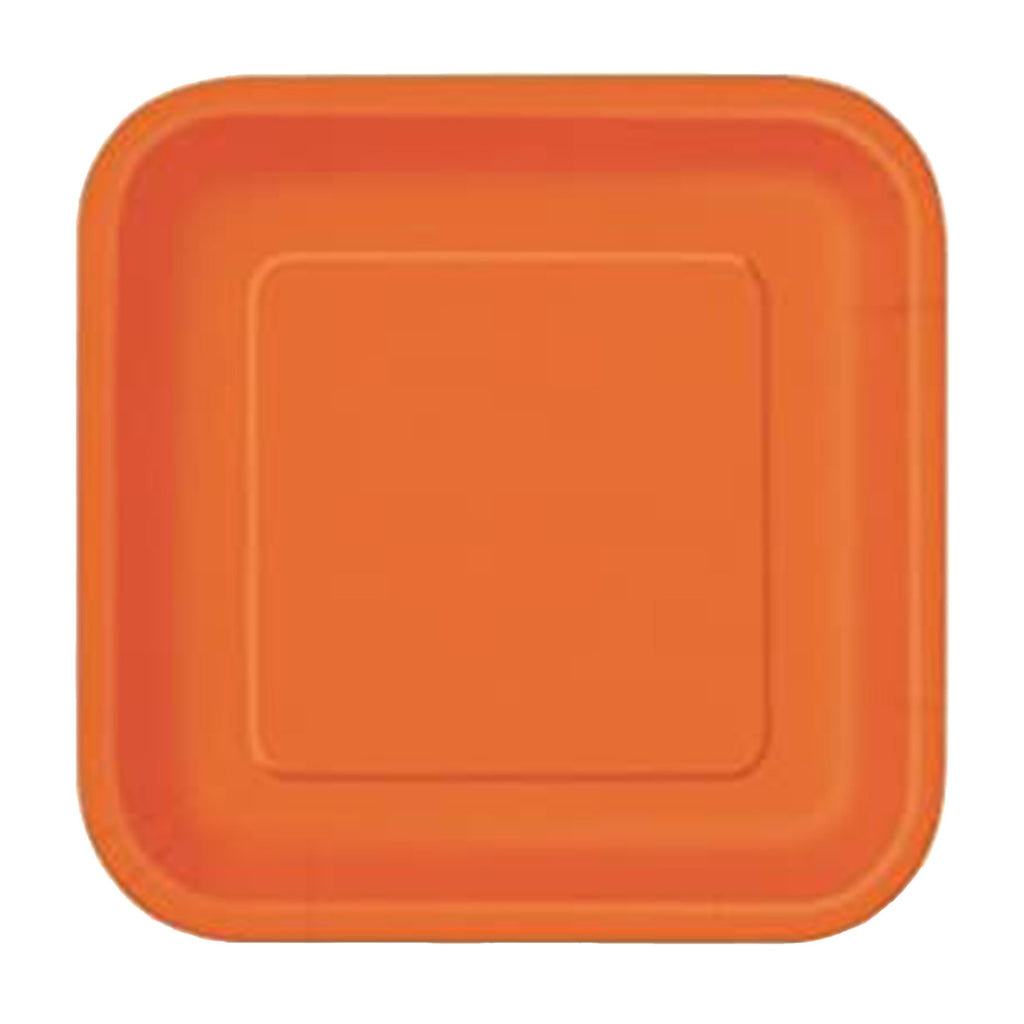 Pumpkin Orange - Square 7" Dessert Plates (Pack of 16)