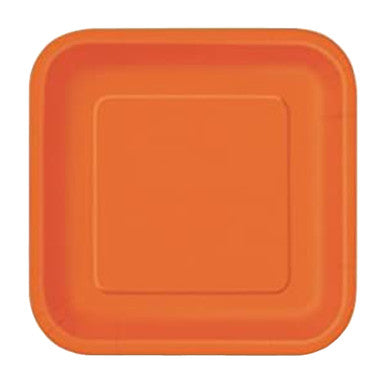Pumpkin Orange - Square 7" Dessert Plates (Pack of 16)
