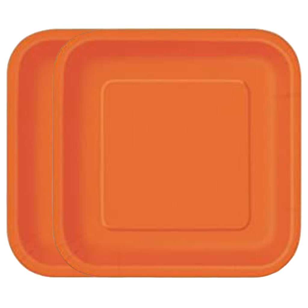 Pumpkin Orange - Square 7" Dessert Plates (Pack of 16)