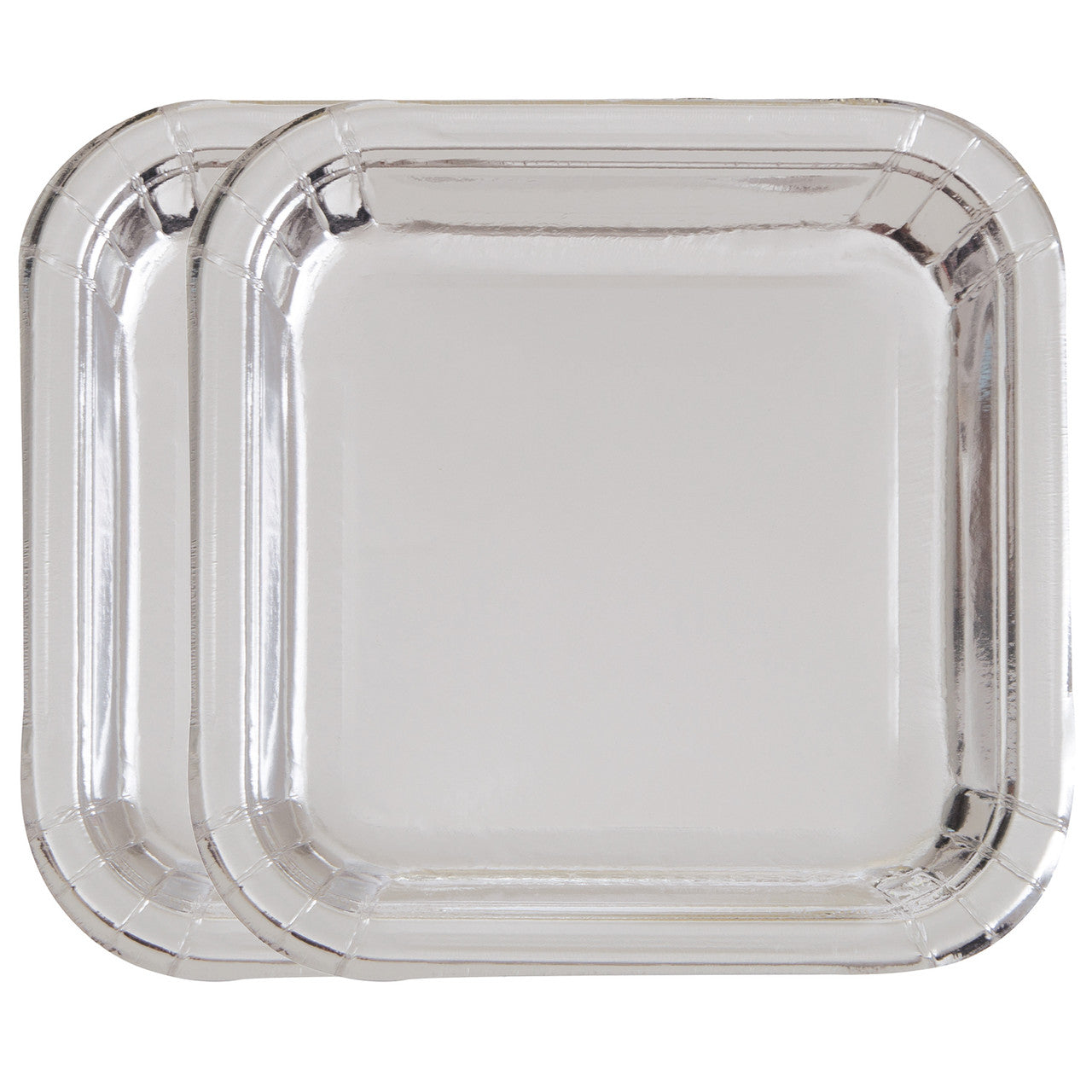 Square Plates (Pack of 8) - Silver Foil