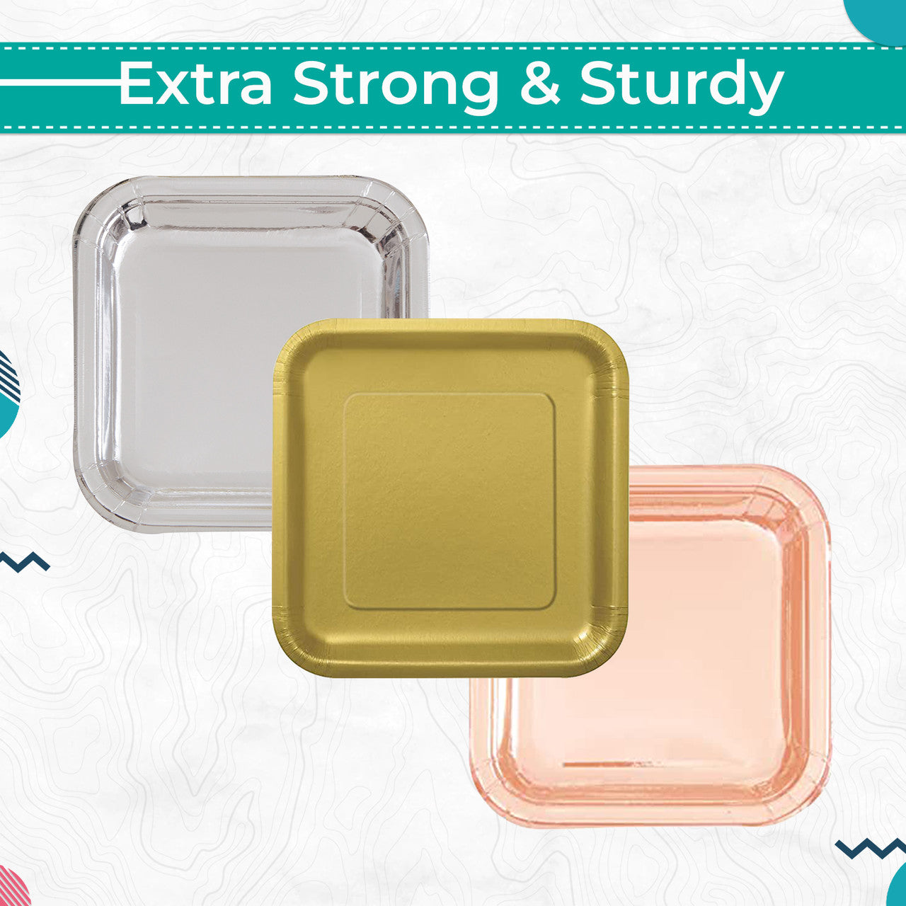 Square Plates (Pack of 8) - Silver Foil