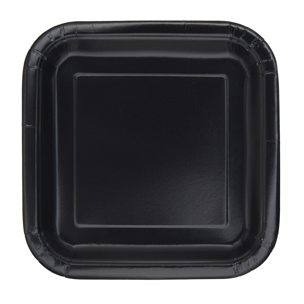 Midnight Black - Square 9" Dinner Plates (Pack of 14)