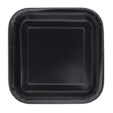 Midnight Black - Square 9" Dinner Plates (Pack of 14)