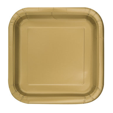 Gold - Square 9" Dinner Plates (Pack of 14)