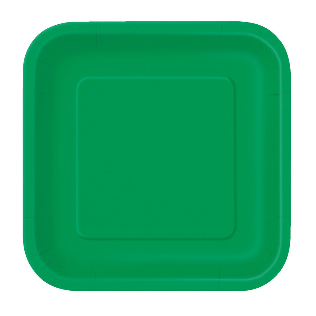 Emerald Green - Square 9" Dinner Plates (Pack of 14)