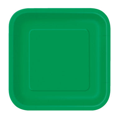 Emerald Green - Square 9" Dinner Plates (Pack of 14)