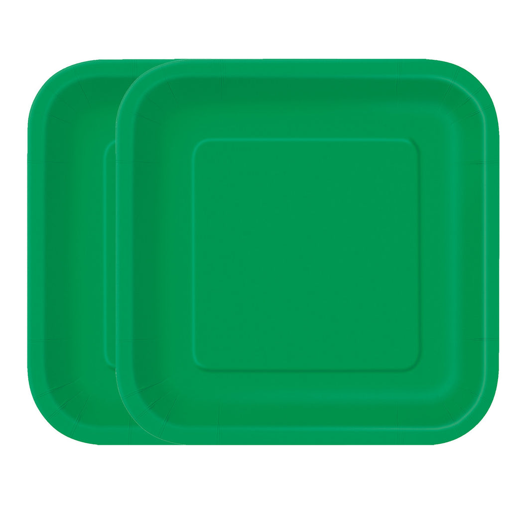 Emerald Green - Square 9" Dinner Plates (Pack of 14)