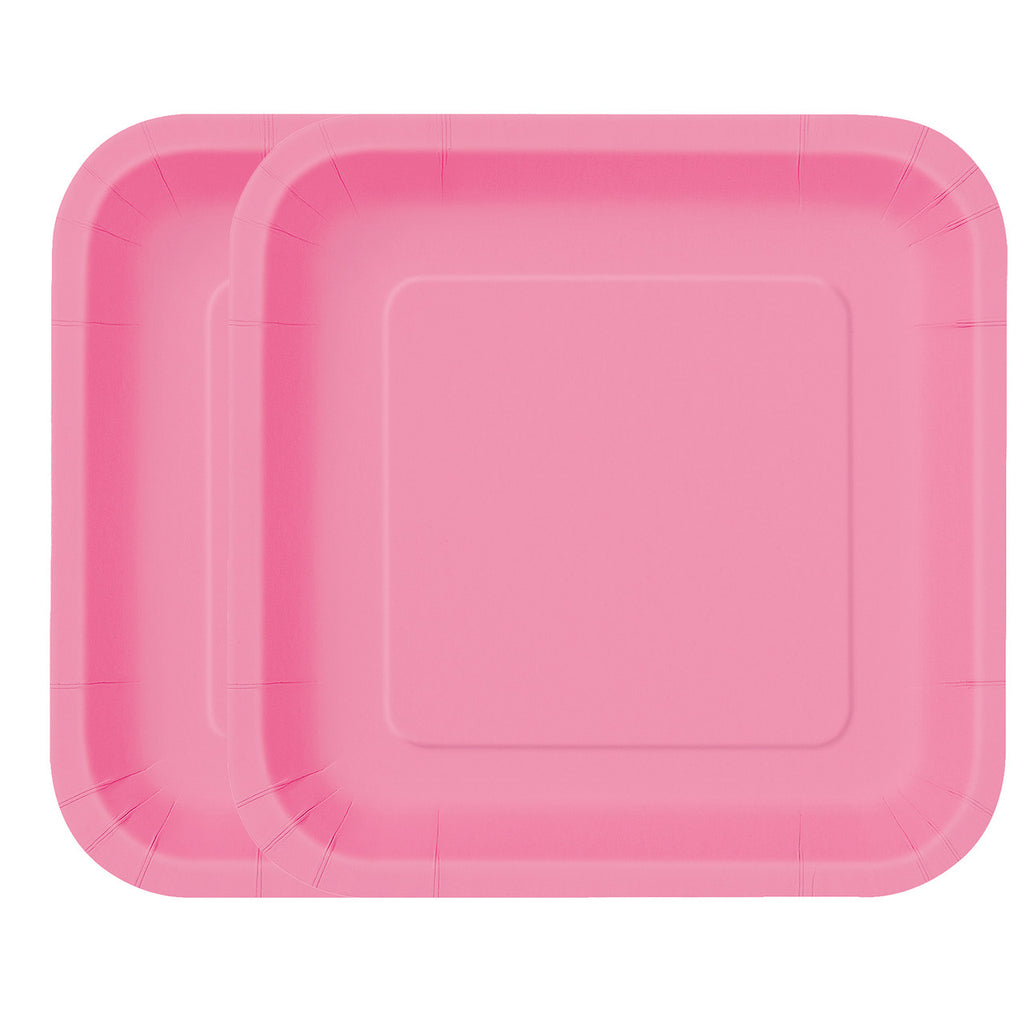 Hot Pink - Square 9" Dinner Plates (Pack of 14)