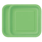 Lime Green - Square 9" Dinner Plates (Pack of 14)