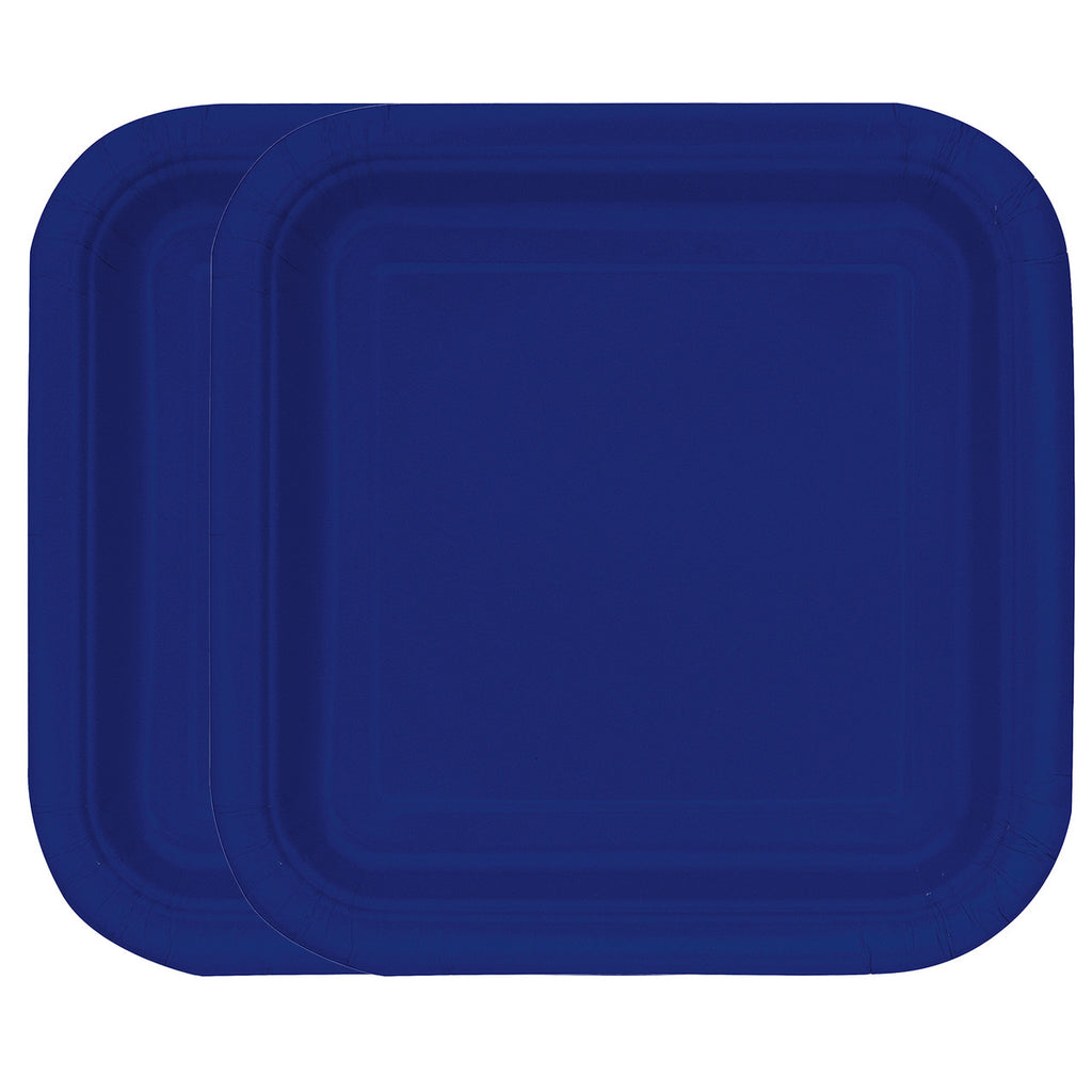 True Navy Blue - Square 9" Dinner Plates (Pack of 14)