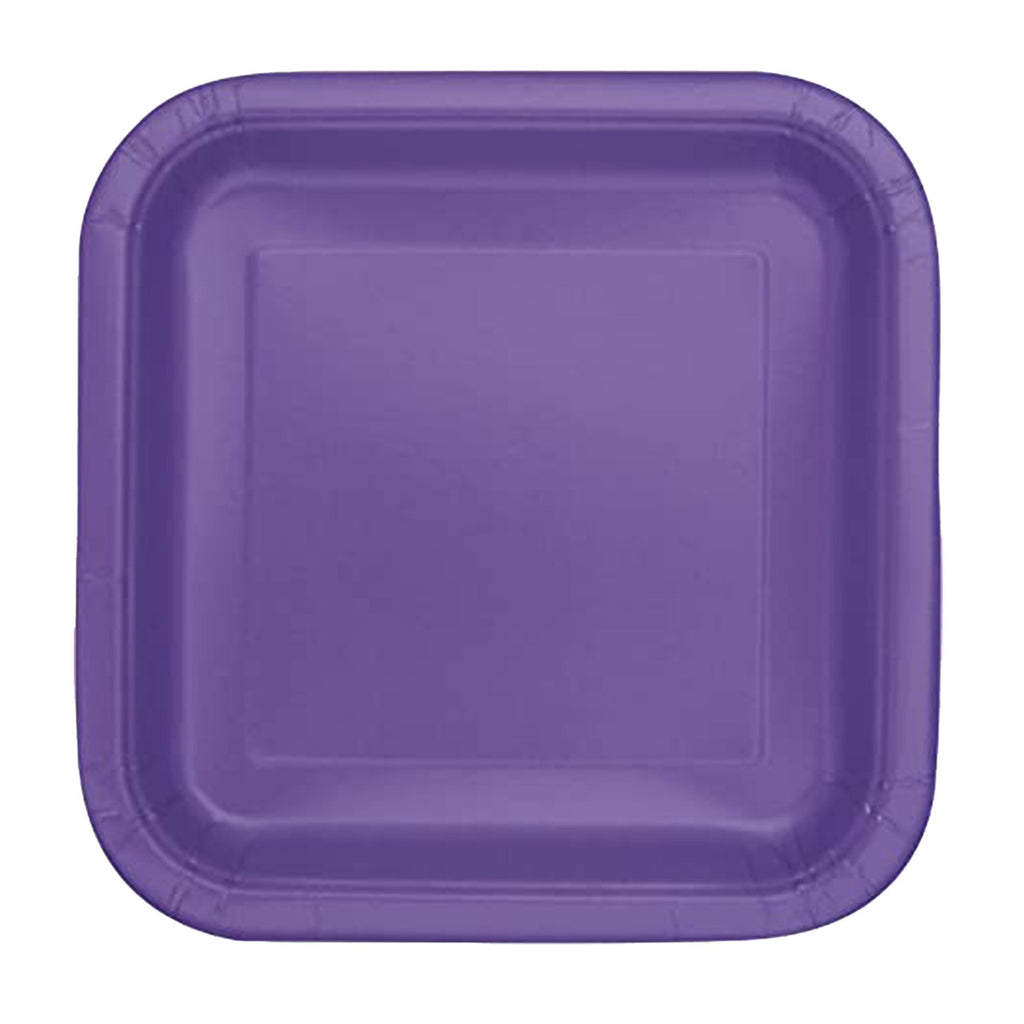 Neon Purple - Square 9" Dinner Plates (Pack of 14)
